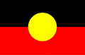 The image illustrates the Aboriginal flag, depicting a powerful symbol akin to the dedication found in Disability Care Services. It features three horizontal sections: black at the top, red at the bottom, and a central yellow circle representing unity and resilience.